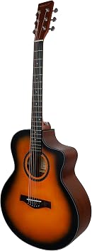 Vault EA-40CE Solid Spruce Top Cutaway Acoustic-Electric Guitar - Sunburst Bundle with Gig Bag, Tuner, Strap, Picks, and Polishing Cloth