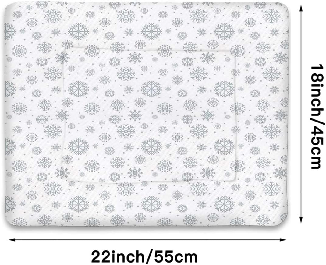 review Blue White Non-Electric Pet Warming Pad Snowflake Motifs and Dots Retro Christmas Cozy Self Heating Warming Kitty Kitten Puppy Small Dog Bed Winter 18