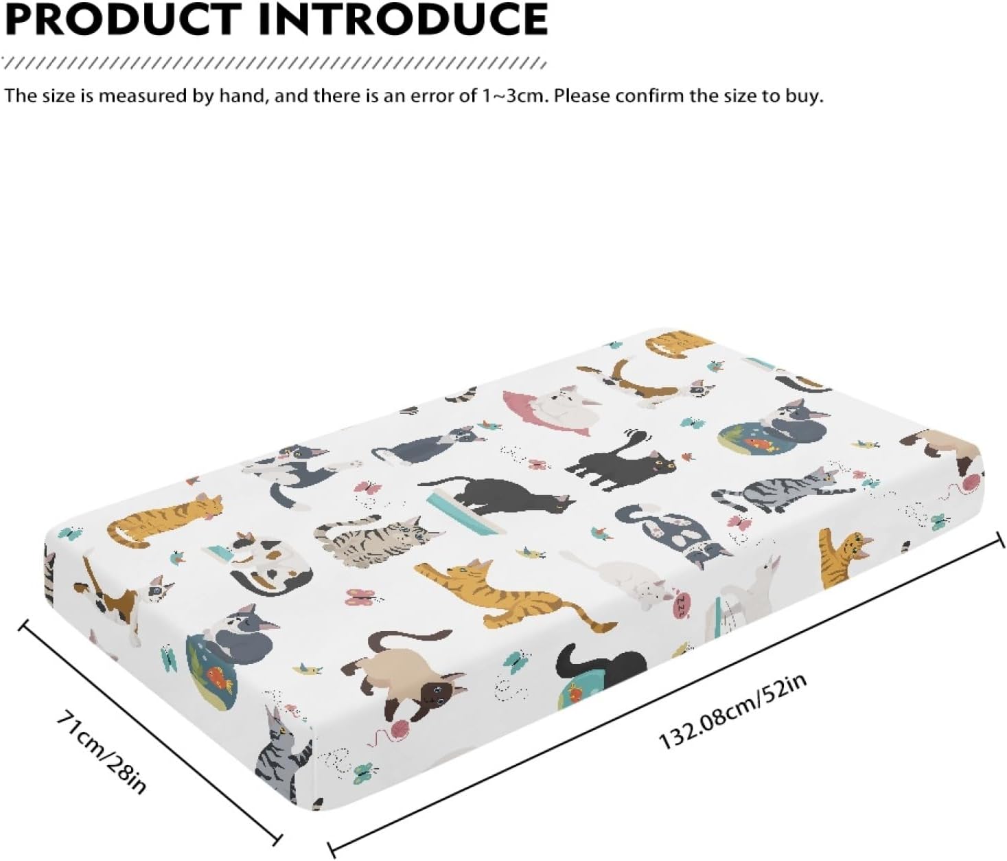 Different Cats Poses Baby Crib Sheets Fitted Crib Sheets Kid Crib Fitted Sheets Crib Cover Single Pack 28"x52" for Boys Girls
