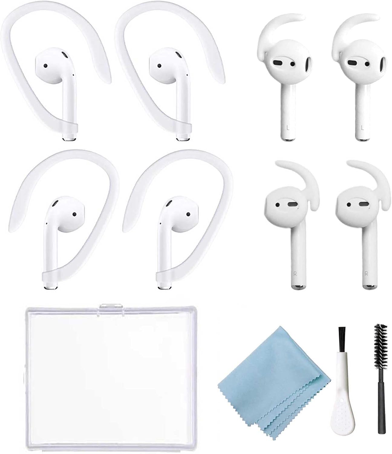 Ear Hooks Ear Cover Designed for Apple AirPods 1 and 2,Accessories for Running, Jogging, Cycling, Gym (White)