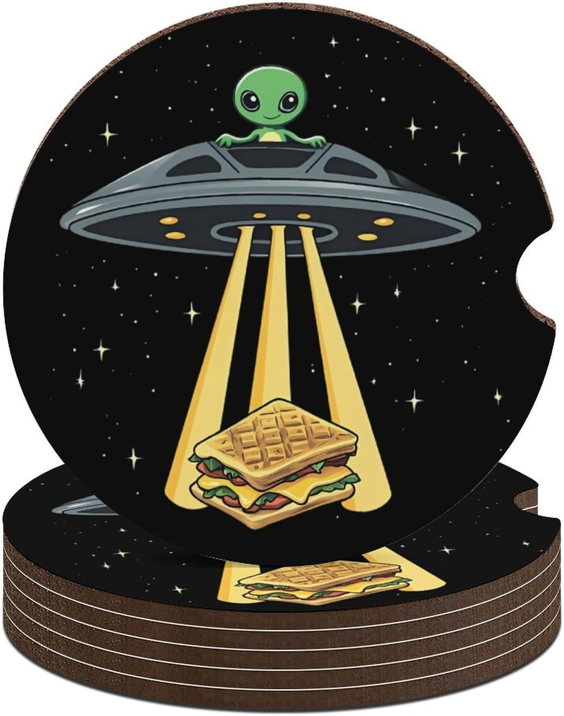 Aalien Love Sandwich Cute Car Coasters 2.56 Inch Absorbent Cup Holder for Drinks Auto Interior Accessories