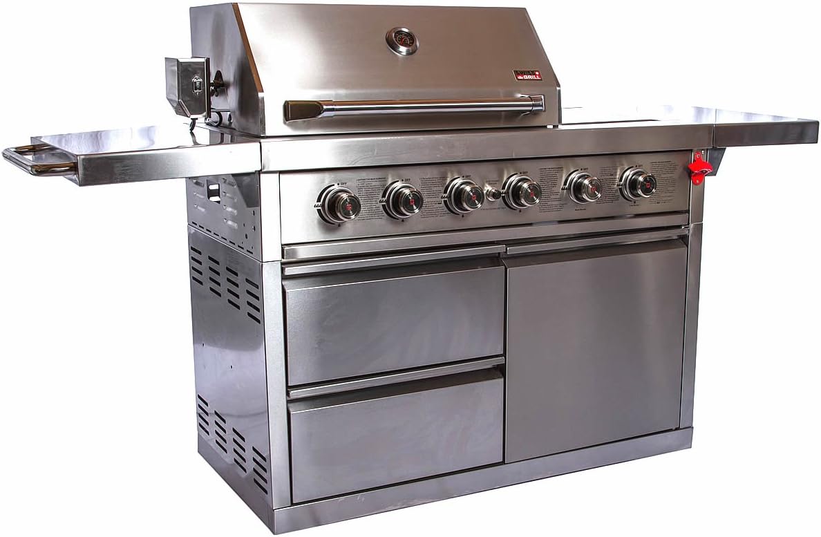 Z460D Zurich Series Stainless Steel Grill with 4-Burner Unit/Infrared Rear Burner/Infrared Side Burner/Rotisserie Kit/Stainless Steel Cart