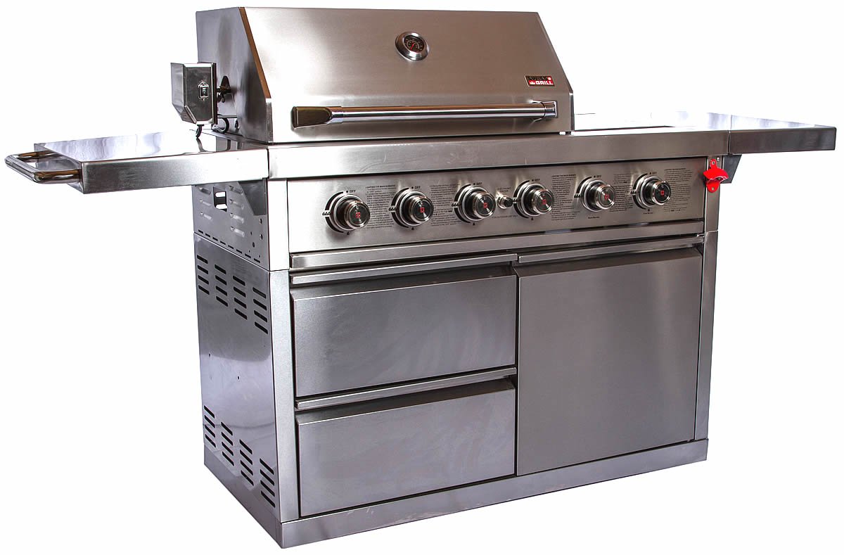 Z460D Zurich Series Stainless Steel Grill with 4-Burner Unit/Infrared Rear Burner/Infrared Side Burner/Rotisserie Kit/Stainless Steel Cart