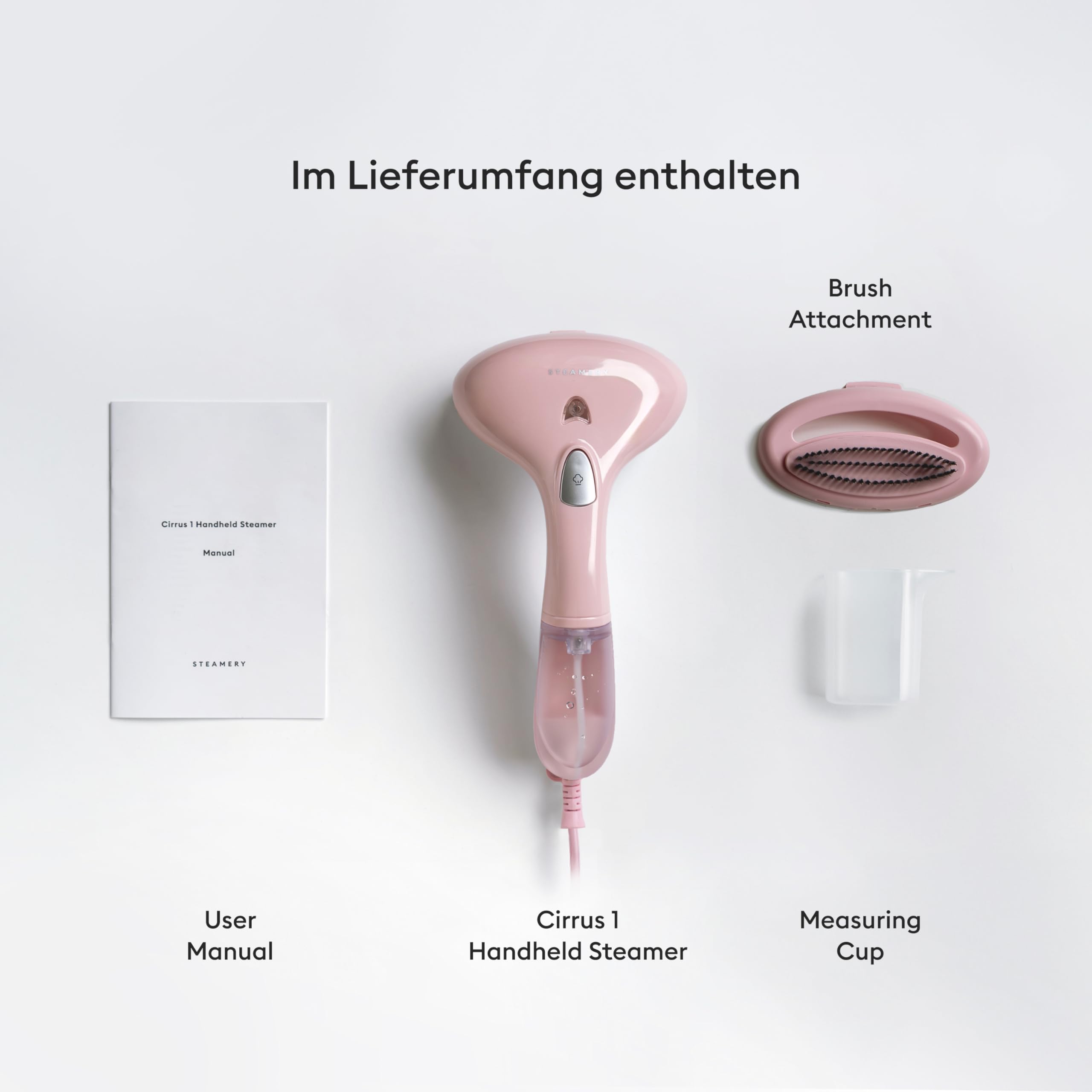 Steamery Dampfglätter Cirrus 1, 1500W, Dampfleistung 16-20g/min, faltenfreie Ergebnisse, Aufheizen in 25 Sekunden, tragbar und reisefreundlich, kompaktes Design, rosa
