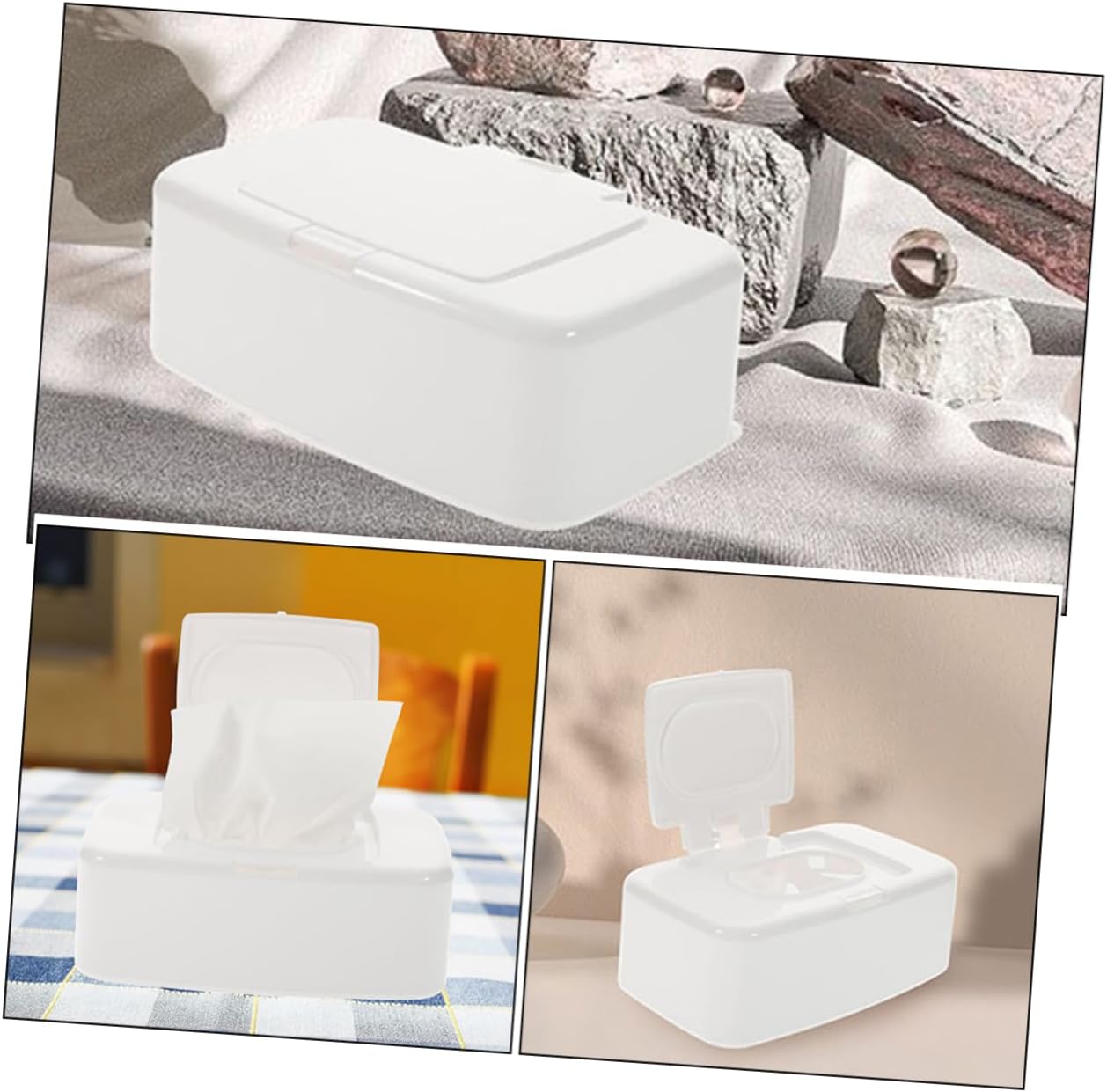 3pcs Wipes Dispenser with Lid Portable Wet Tissue Holder Dustproof Refillable Container for Wipes Convenient Design for Home Office and Travel