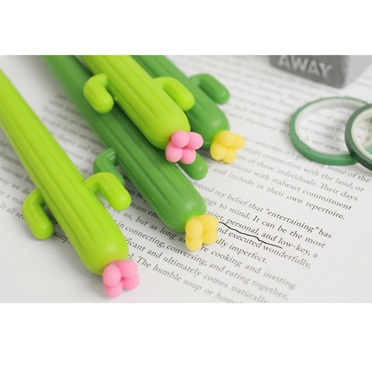 CALLARON 24 Pezzi Penna Gel Nera 0,5mm Punta Fine Forma di Cactus in Plastica Portatile Penna Cancelleria Creativa Regalo per Ragazzo Ragazza