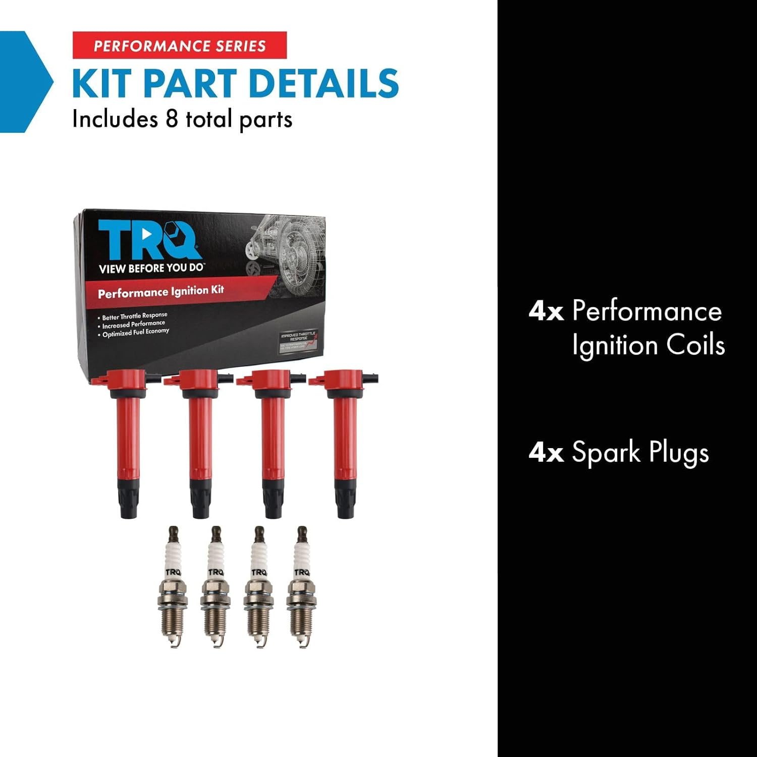 TRQ Ignition Coil and Spark Plug Kit 8 Piece Compatible with 2011-2014 Chrysler 200 2007-2010 Sebring 2008-2014 Dodge Avenger 2007-2012 Caliber 2009-2020 Journey 2007-2017 Jeep Compass Patriot