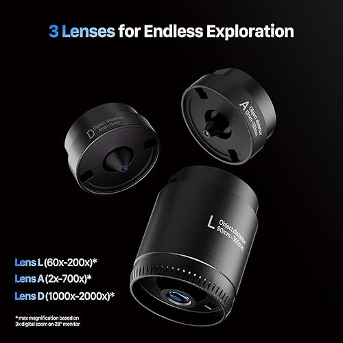 Miniatura 4 de TOMLOV DM602 Pro Microscopio digital HDMI de 10.1 pulgadas 2000x, soporte de brazo Pro Boom, microscopio de soldadura LCD con 3 lentes + microscopio