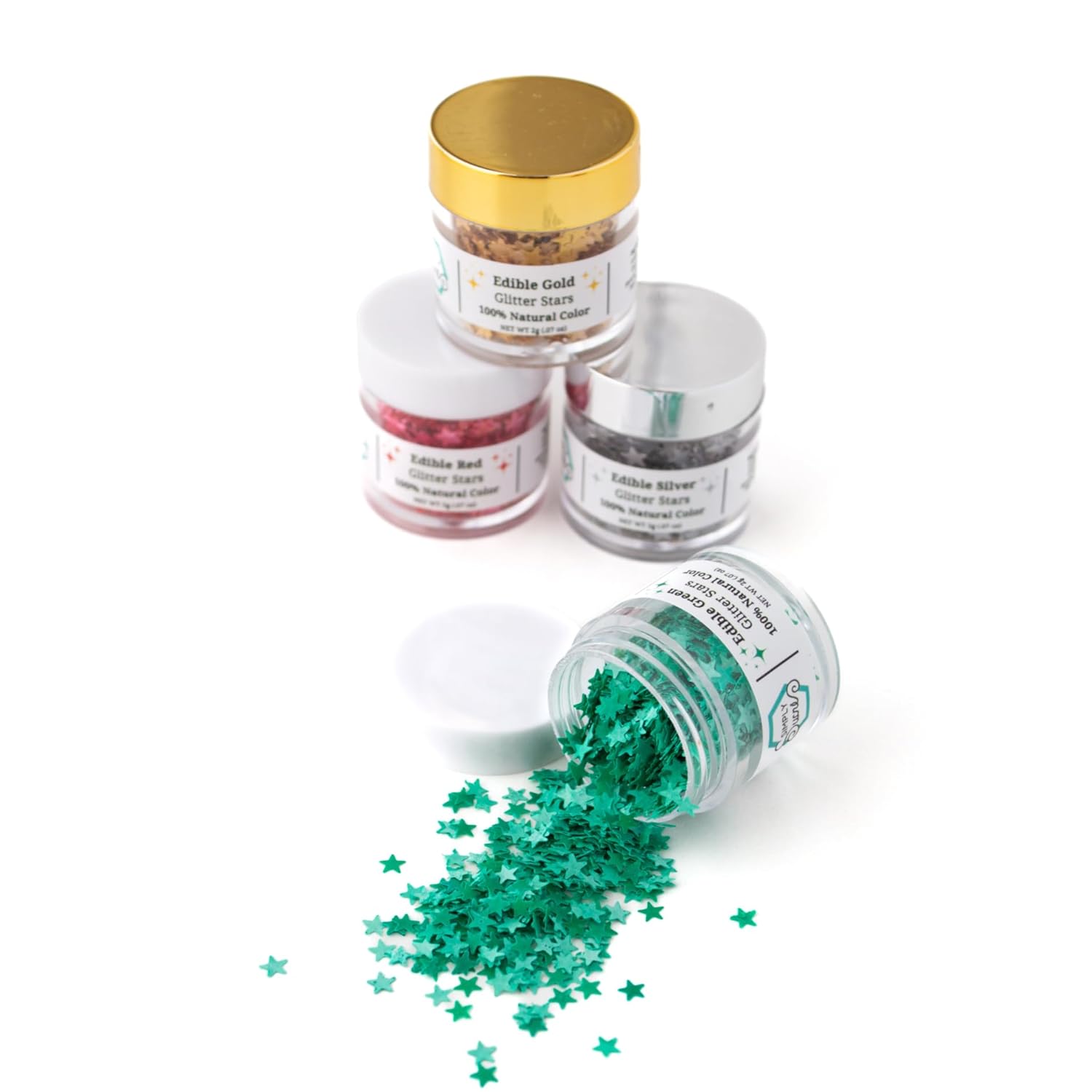 Dye-Free Edible Glitter Stars - Vegan, Gluten-Free & Non-Toxic | Perfect for Cakes, Cupcakes, Drinks & Desserts by Simply Sucré