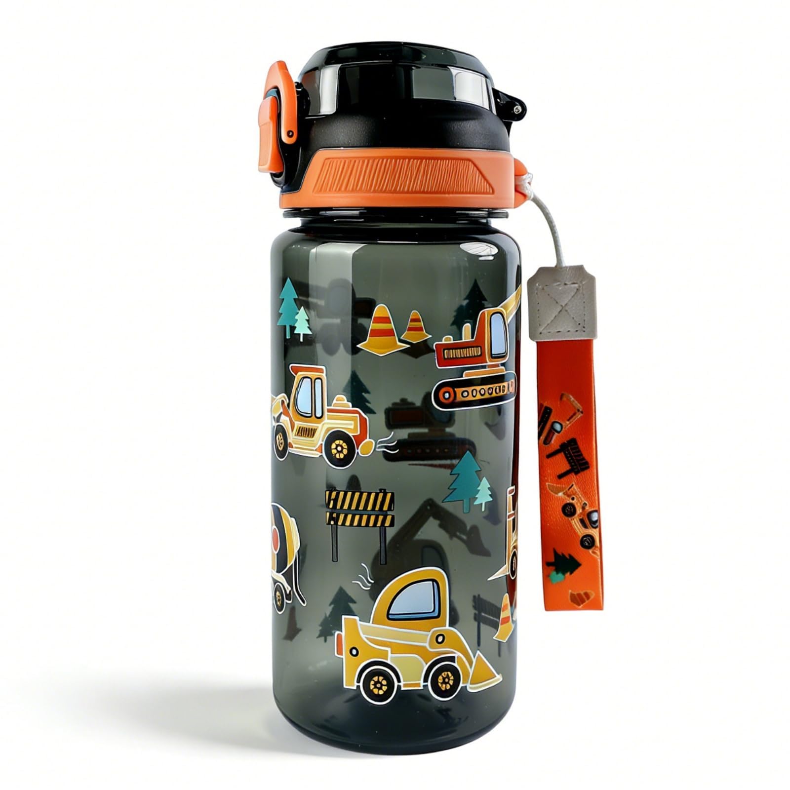 Trinkflasche Kinder, 600ml, Auslaufsicher, BPA-Frei, One-Touch-Öffnung, Leicht zu Reinigen, Wasserflasche mit Großem Fassungsvermögen, Geeignet für Schule (Schwarz)