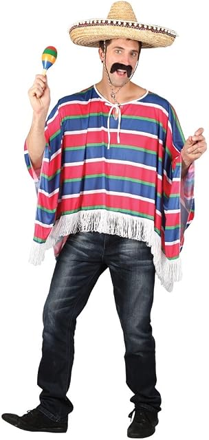 Mens Mexican Poncho Fancy Dress Costume - One Size