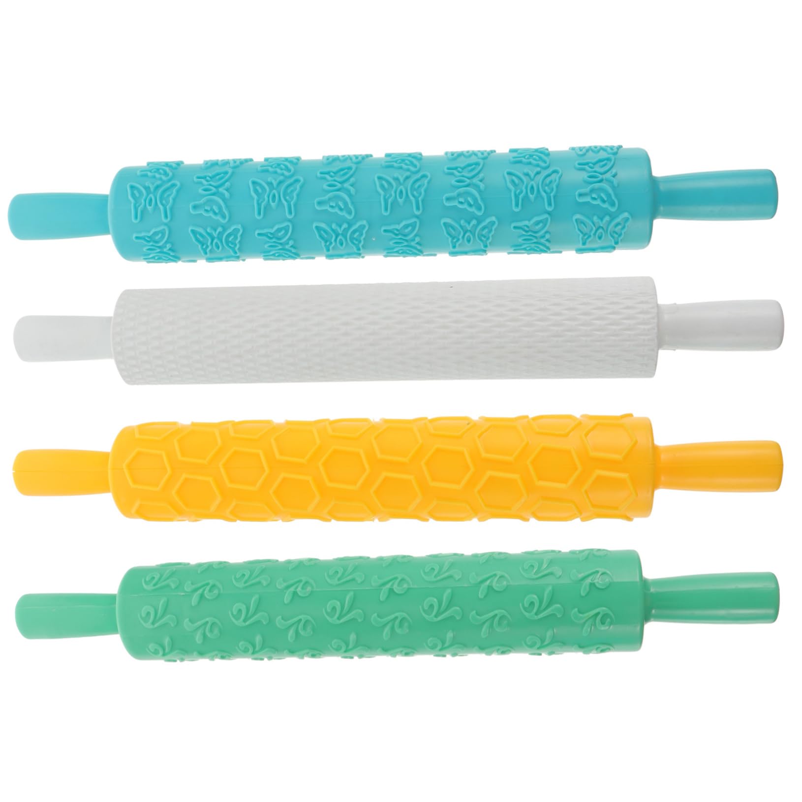 Rodillo de Repostería Creativo de Plástico 4 Piezas Relieve para Elaboración de Pasteles y Resultados Uniformes, Ligero y Fácil de Usar Color Aleatorio