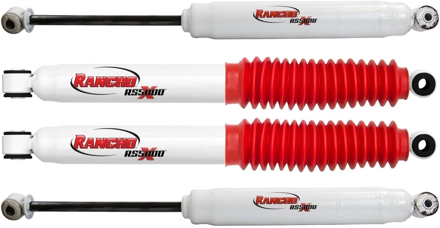 Set of Rancho RS5000X Series Front & Rear Shocks fits 1999 2004 F250 Super Duty 4WD with 4" Lift | Improves Handling & Performance | Built to Last | Includes TrendsAuto Decal
