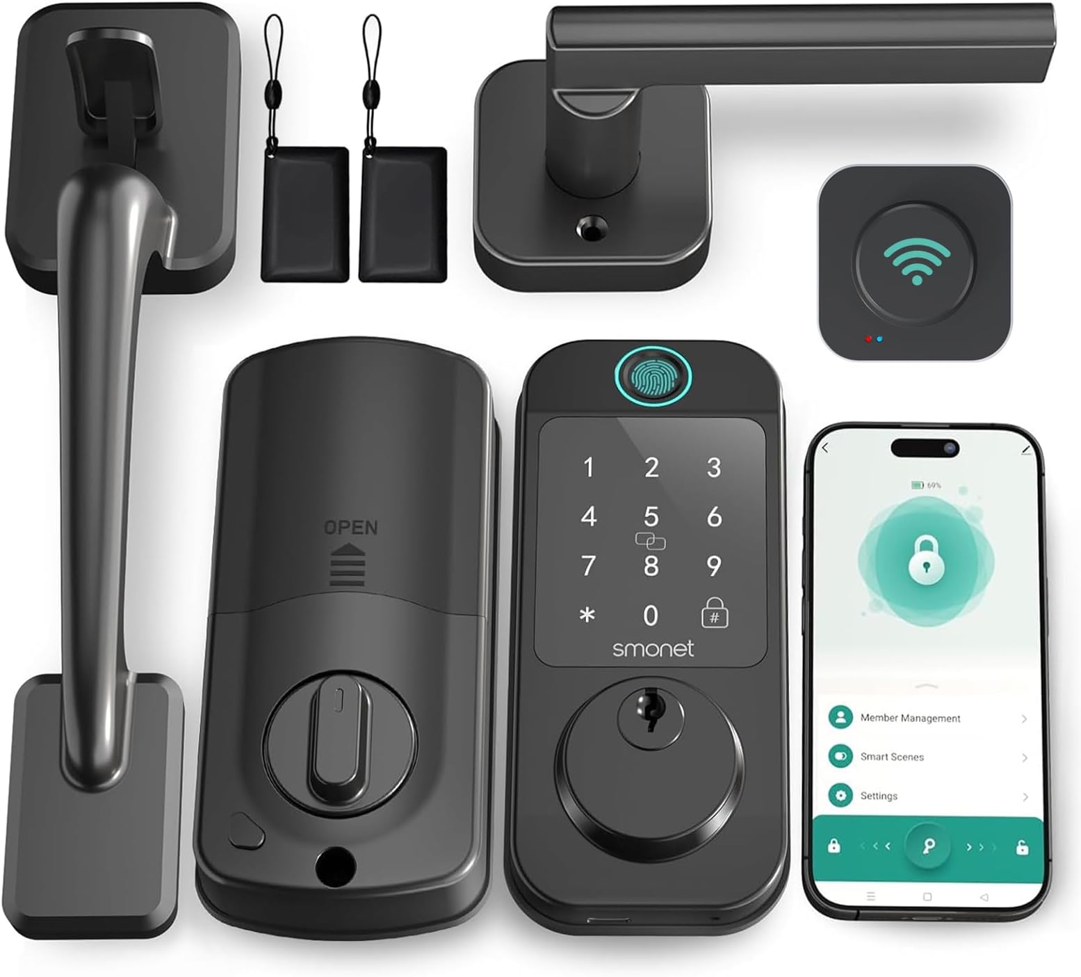 Wifi Front Door Lock Black