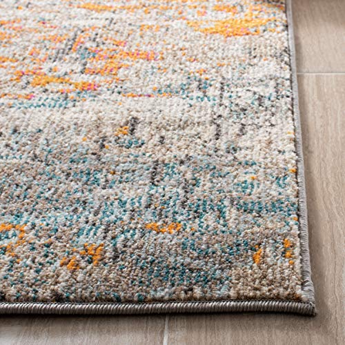 Safavieh Modern Chic Rug for Living Room Dining Room Bedroom - Madison Collection Short Pile Grey and Orange 24 x 36 Inch - Image 3