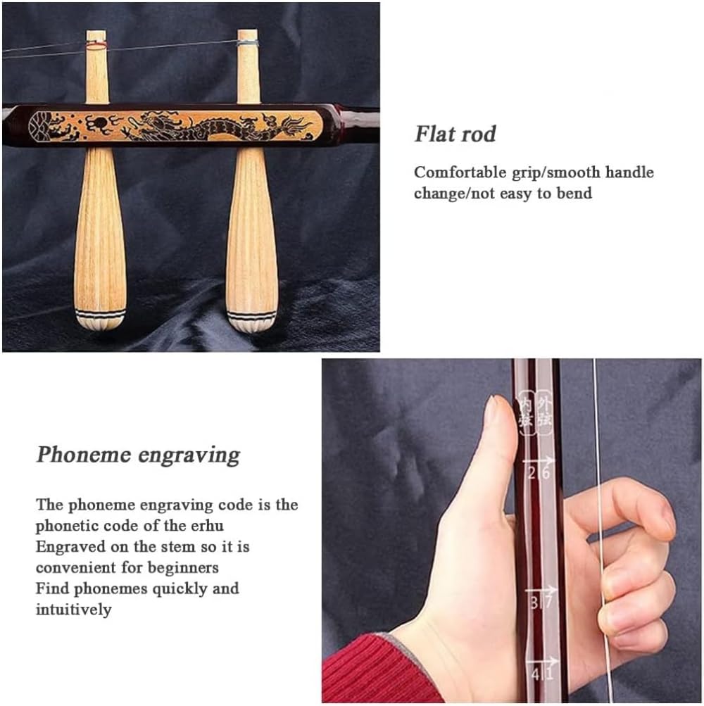 Erhu Musikinstrumente,Erhu-Instrument, Das sechseckige Erhu ist for Studenten und Erwachsene Liebhaber des Erhu-Instruments geeignet komplettes Zubehörset + Klavierkoffer-Rot||82cm