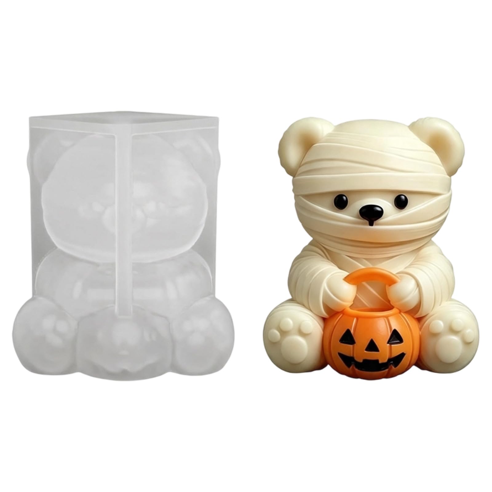 ZEPFJHE Halloween Pumpkin Bear Mold for Making, Silicone Candled Mold Bear Epoxy Resin Casting Molds for Diys, Candled, Soap Aromatherapies