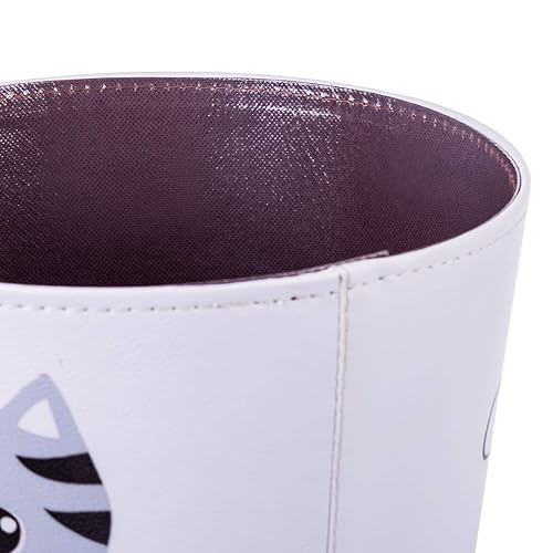 Miniatura 8 de Scakbyer Cubo de basura de 2.64 galones, cesta de basura decorativa, cesta de papel de piel sintética, bote de basura impermeable para baño,