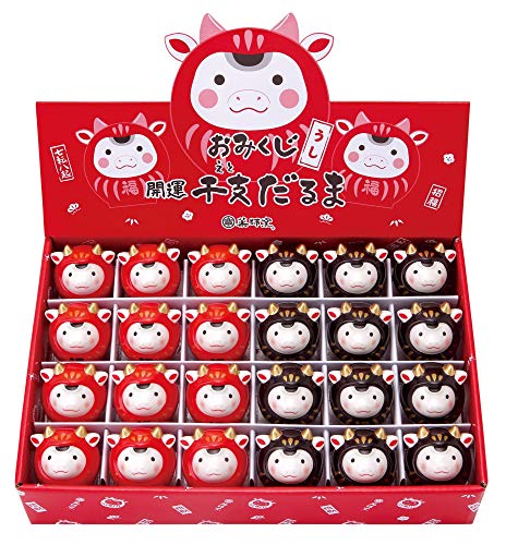 薬師窯 2021年 干支 日本製 彩絵 おみくじ 開運 干支 だるま 丑 ディスプレイセット 136-丑 サイズ:高さ4×横4cm