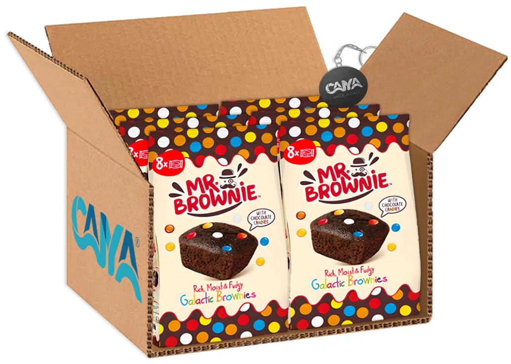 Mr. Brownie Brownies Tortine al Cioccolato con Confetti Colorati di Cioccolato a Latte 200g [CAIYA® BOX da 6 Confezioni]