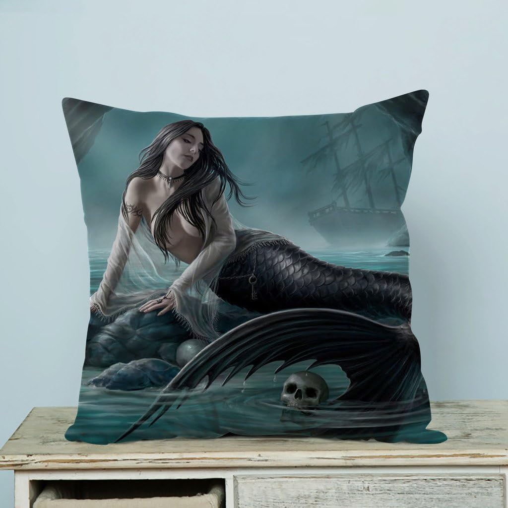 headgooditem Advanced technology Printed Popular Skull Green Mermaid Custom Zippered Pillow Cases 20x20 inches(Two sides)