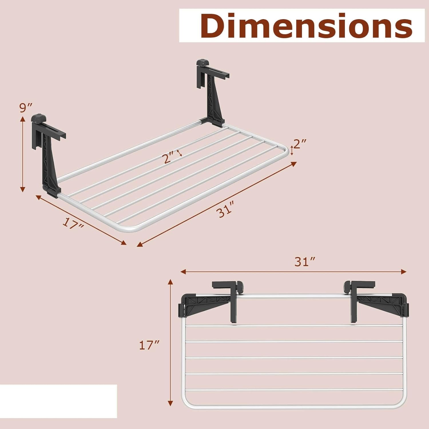 Portable Clothes Drying Rack w/Adjustable & Foldable Brackets Radiator Airer