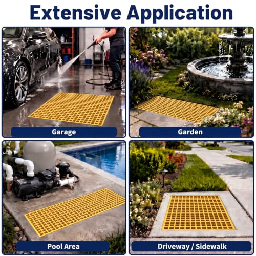 Image of Cinnvoice 3 Pcs FRP Molded Grating Panel, 2.6ft X 0.8ft X 1.5in, Yellow