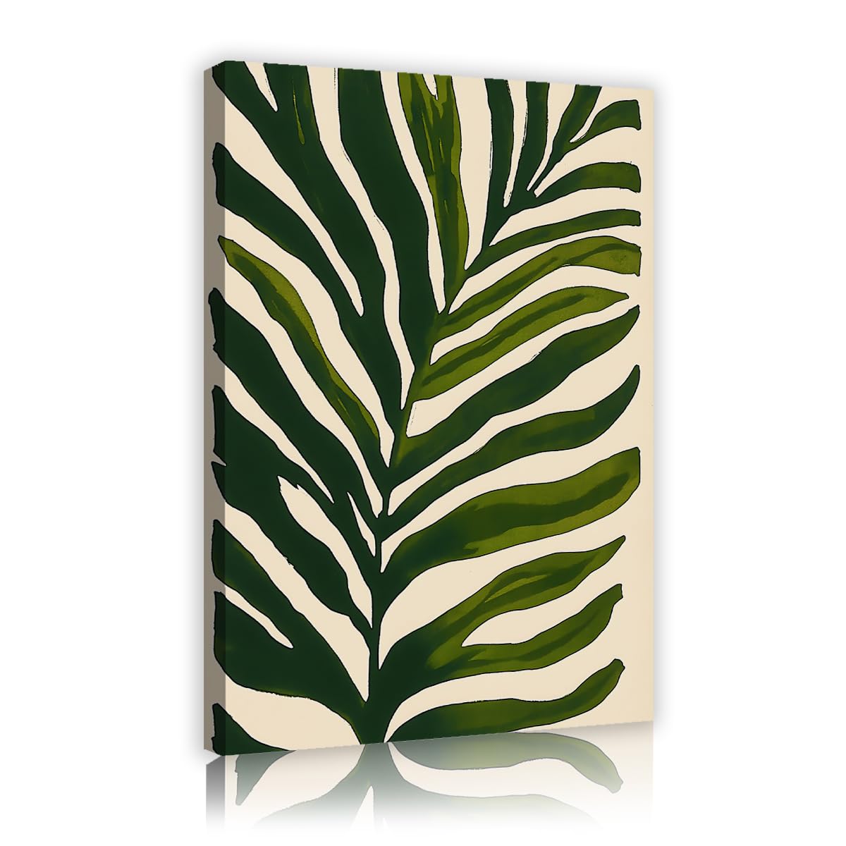 Via Vela Minimalist Botanical Canvas Prints Framed Henri Matisse Style Green Palm Leaf Poster Aesthetic Abstract Plant Picture Wall Art For Living Room Office 80x120cm
