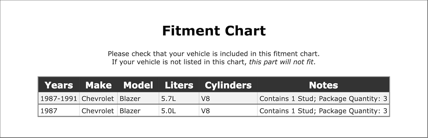 Front Exhaust Manifold Bolt and Spring Compatible With Chevrolet Blazer 1991 1990 1989 1988 1987 P-3309225