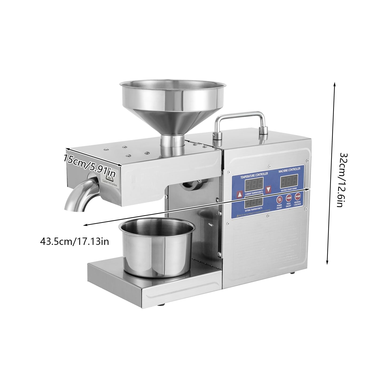 Commercial Stainless Steel Automatic Oil Press Machine Hot and Cold Press Peanut Sesame Rapeseed Oil Soybean Sunflower Seed Electric Oil Press Machine 820 W 110 V