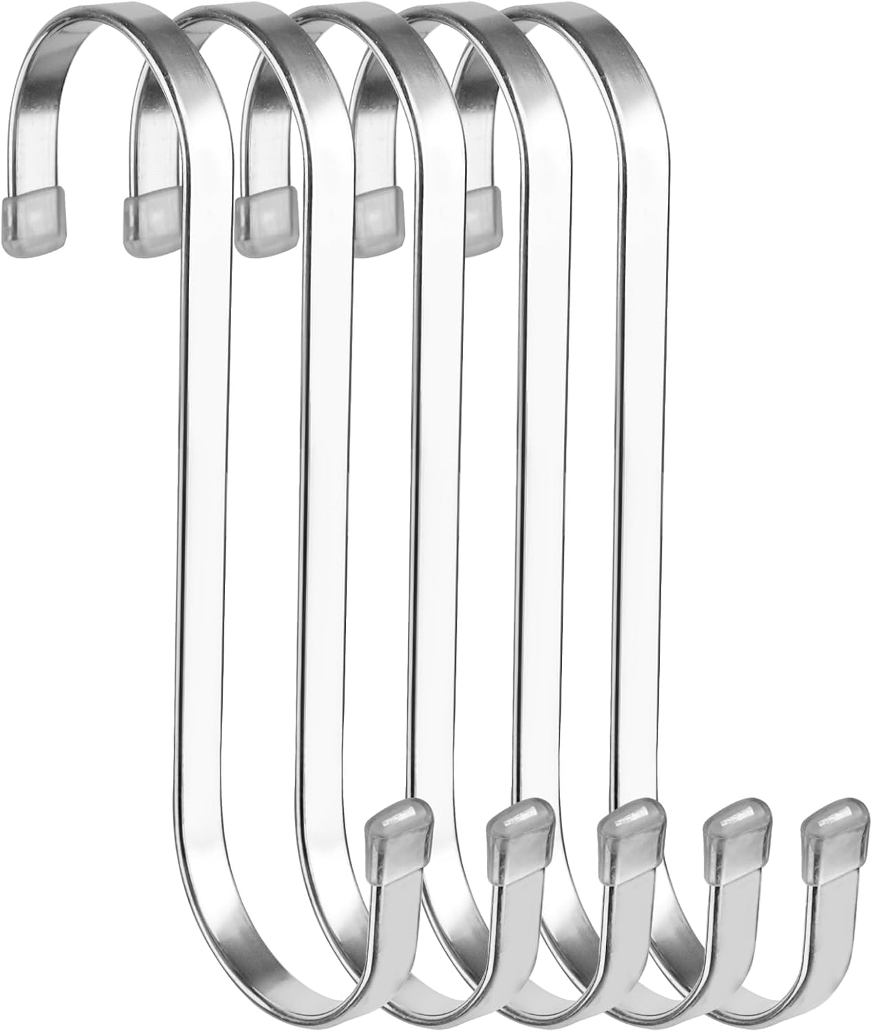 5 Pack Flat S Hooks Stainless Steel Heavy Duty 5.5inch S Hooks for Hanging pots, Pans, Plants, Coffee Mugs, Towels in Kitchen and Bathroom, Coat, Bag, Work Shop, Perfect Rack Hook