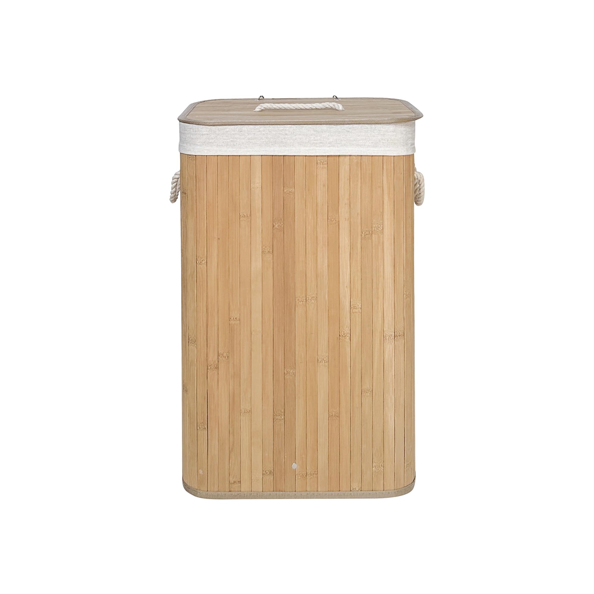 Élégant panier à linge en bambou 72 l avec couvercle, solide et pliable, sac à linge amovible, pour salle de bain, chambre à coucher ou chambre d'enfant, aspect naturel (1600, naturel) - 2