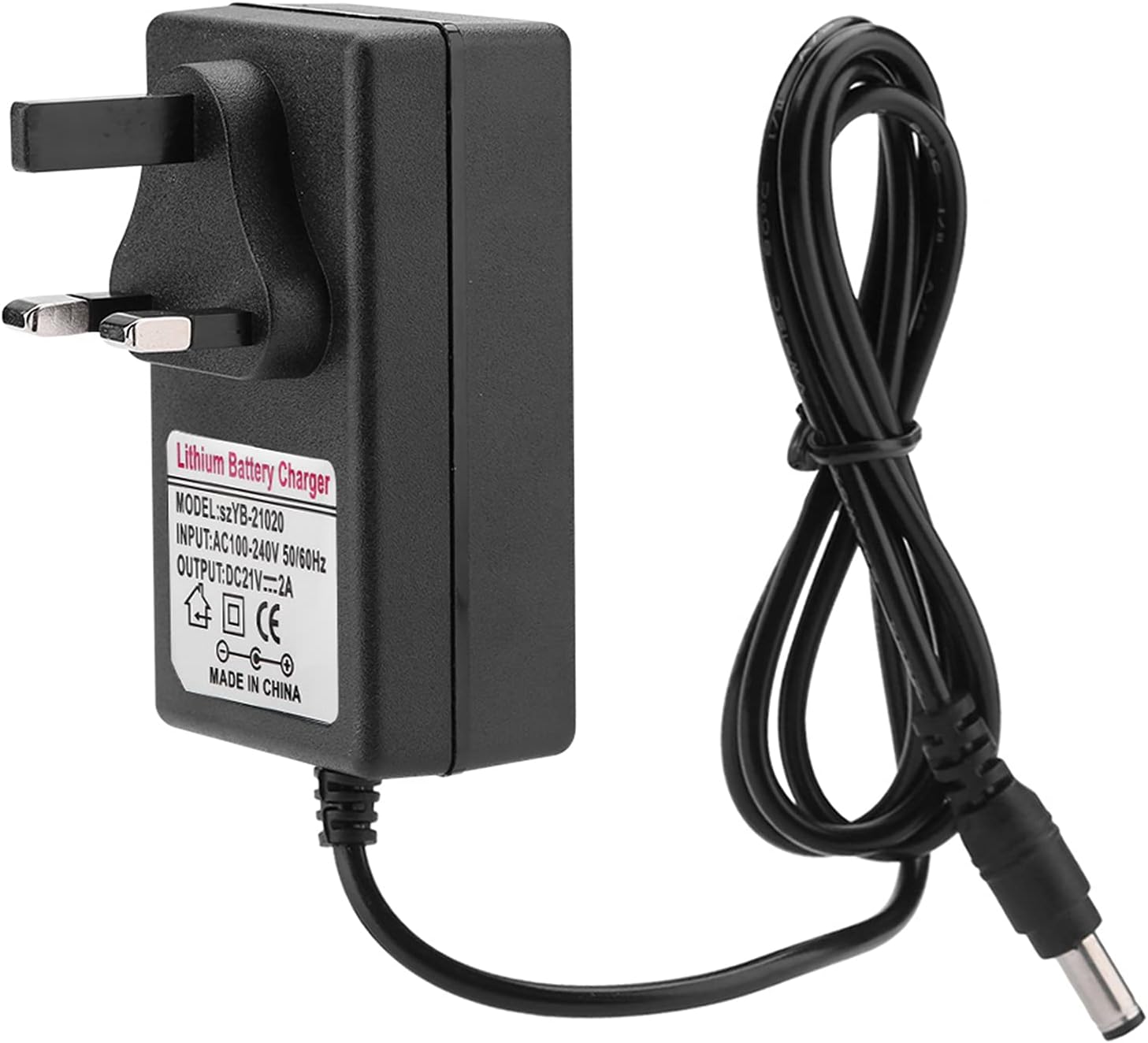 ACDC 21V/2A Lithium Battery Charger, Safe Power Adapter Charger Power Supply Transformer Cord Charger Monitor Cameras, Fast for Charging (UK)