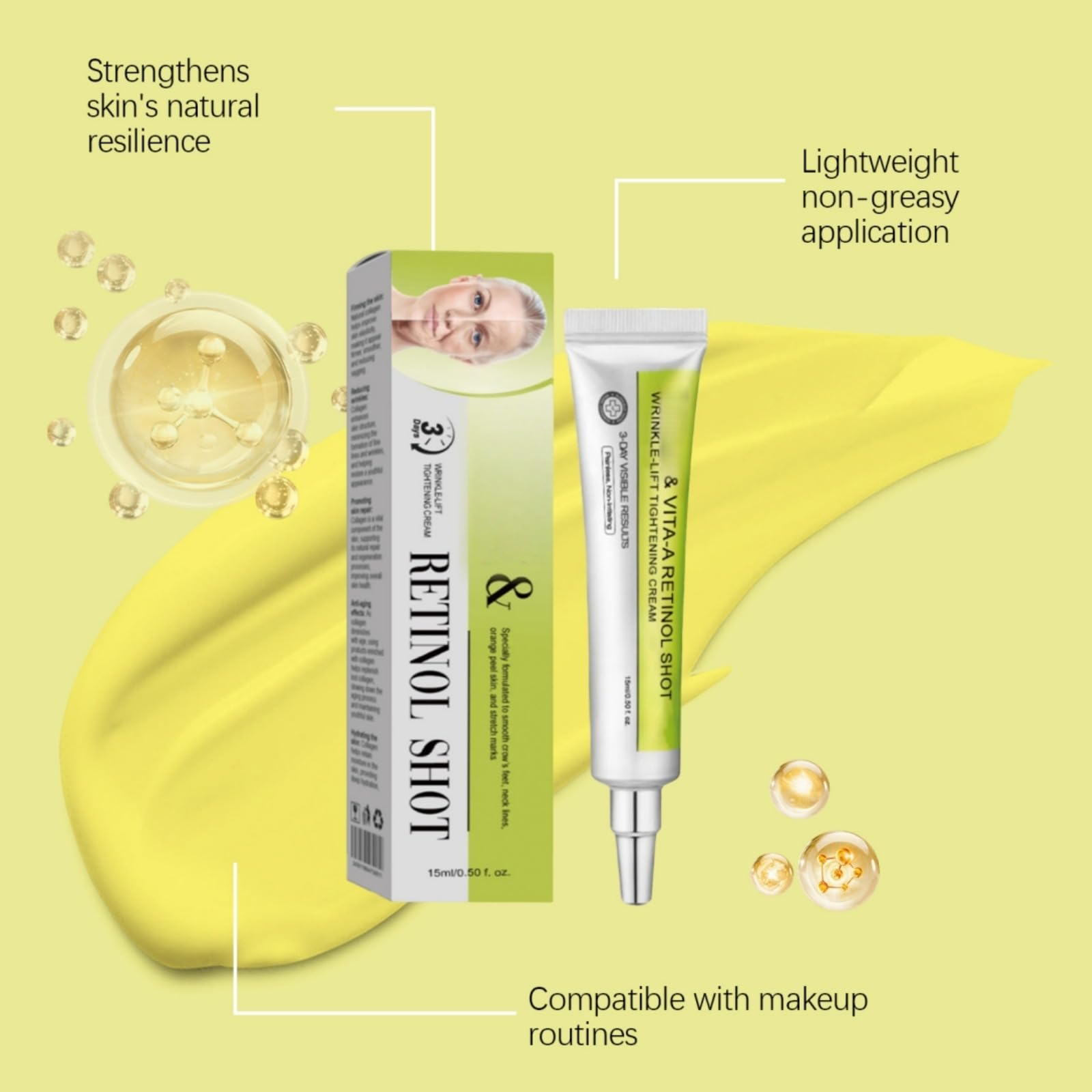 Retinal Shot Tightening Booster, Anti Wrinkle cream - Minimizer Porów, Retinols Booster do pielęgnacji twarzy, na drobne zmarszczki i zmarszczki, ujędrniający, redukuje zmarszczki i drobne linie