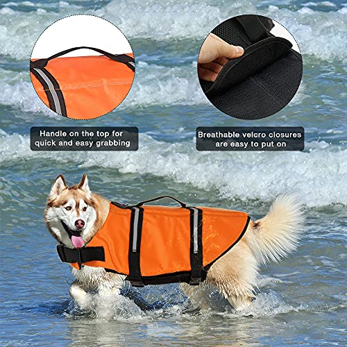 Dog Life Vests, Dog Life Jacket With Rescue Handle Dog Floatation Vest For Medium/Small/Large Dogs Orange Xxs #TOP3