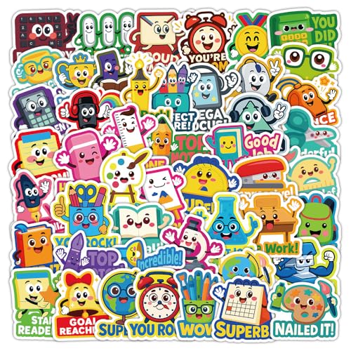 100 Pegatinas educativas divertidas,Pegatinas de vuelta al cole,SANYUANHE Stickers temáticas de escuela para botella de agua, maleta, bicicleta, coche, tableta