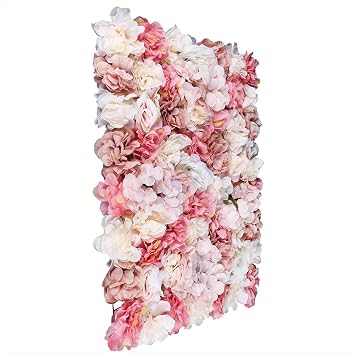 Flower Wall Panel Floral Backdrop, 6 Pcs Flower Wall Decor, 24" X 16" Silk Rose Wall, Artificial Flower Wall Backdrop Faux Flower Panel for Wedding, Party, Home Autumn Color