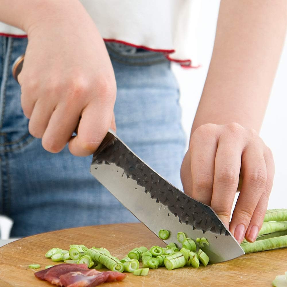 Meat Cleaver,Cleaver Knife Camping Knife Cooking Knife Hammer Pattern Mo Vanadium Steel Boning Serbian Hunting Knife Woodhandle Cutlery Kitchen Tool