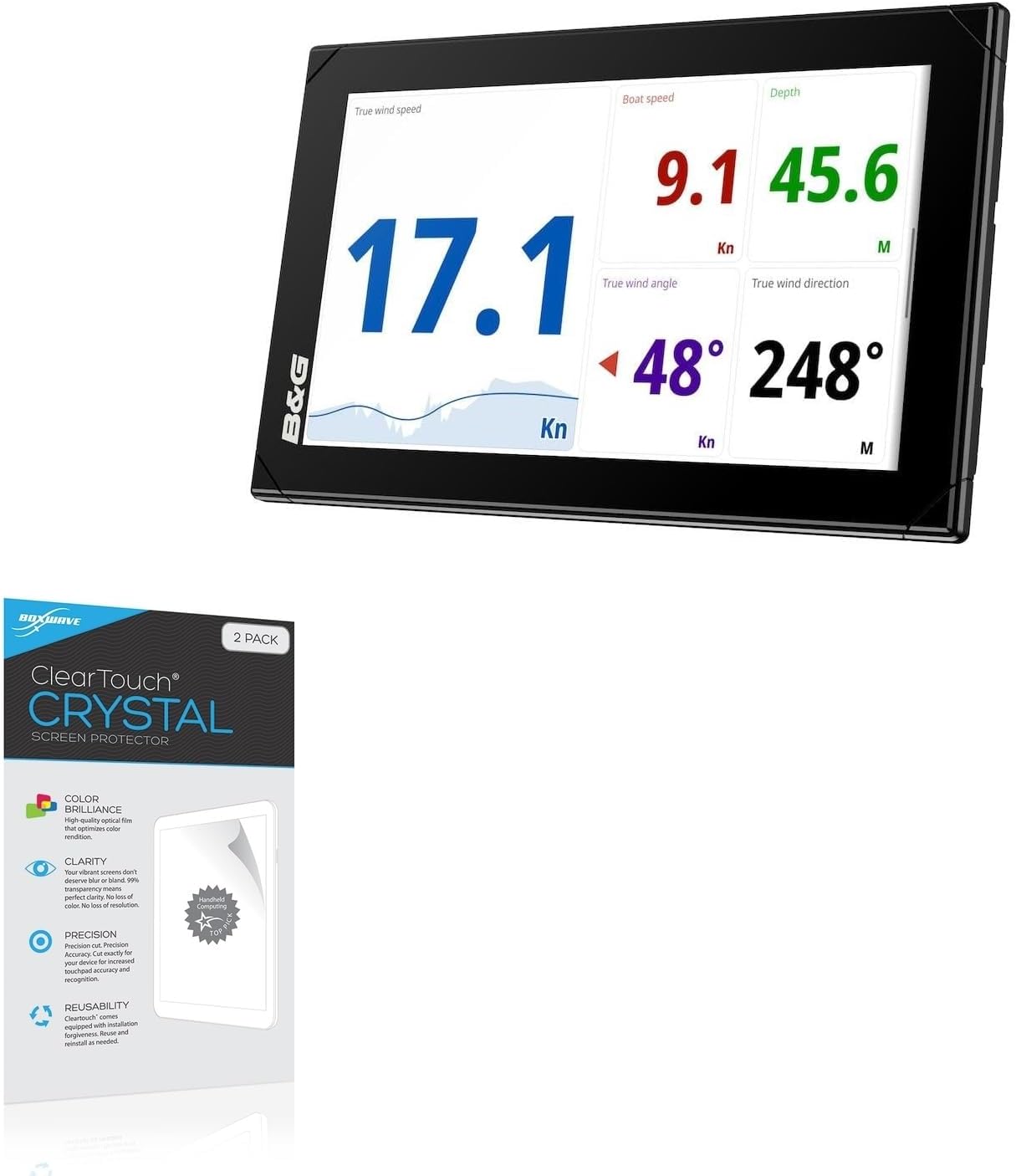 BoxWave Screen Protector Compatible with B&G Nemesis (9 in) - ClearTouch Crystal (2-Pack), HD Film Skin - Shields from Scratches