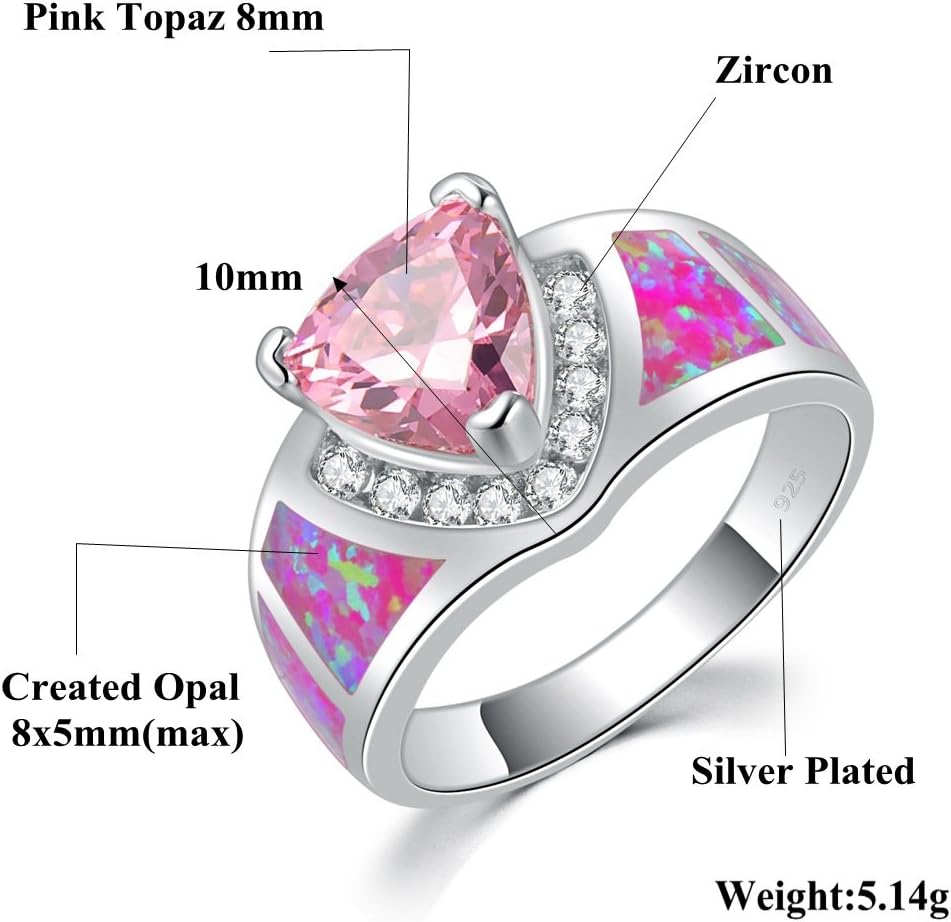 CiNily Elevated Heart Ring for Women | 14K Gold Plated Promise Rings for Her | Sparkling Cubic Zirconia and Opal Engagement Ring | Heart Gemstone Ring Size 6 - Image 6