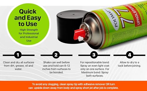 Polymat PM777-1 1-12Oz Can Polymat 777 Aerosol Spray Glue Fast Tack Adhesive thumb #7