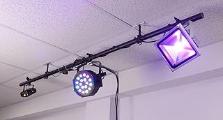 ALZO Suspended Drop Ceiling Mount Light Bar – 6 Ft Aluminum DJ & Stage Light Mounting Bar for T-Bar Grid Ceilings – 40 lb Capacity, 3 Adjustable Mounting Clips, 15 ft 3-Outlet Power Cord – Black