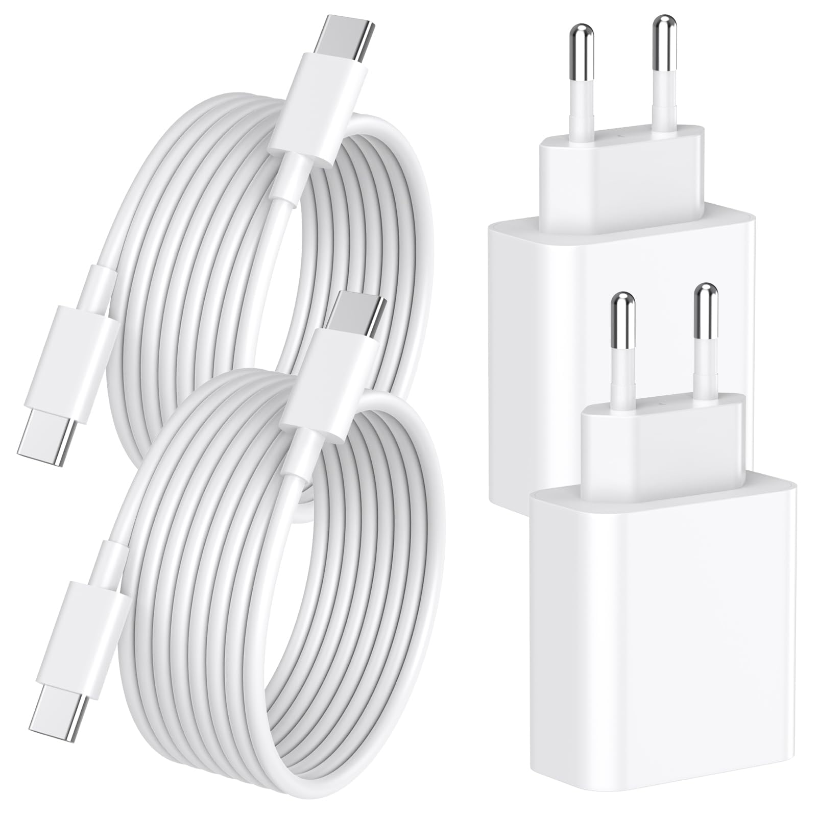 iPhone 17 16 Chargeur, 4-Pack [Apple MFi Certifié ] 20W USB C Chargeur Rapide et 2M Cable Charge Secteur Mural Adaptateur Alimentation pour iPhone 17/17 Pro Max/Air/16/16e/16 15 Plus/16 15 Pro Max/15