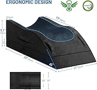 Vista 2 de Almohadas dobles de elevación de piernas Tranquilrelax, almohada de cuña para después de la cirugía, soporte de espuma viscoelástica ajustable, Negro
