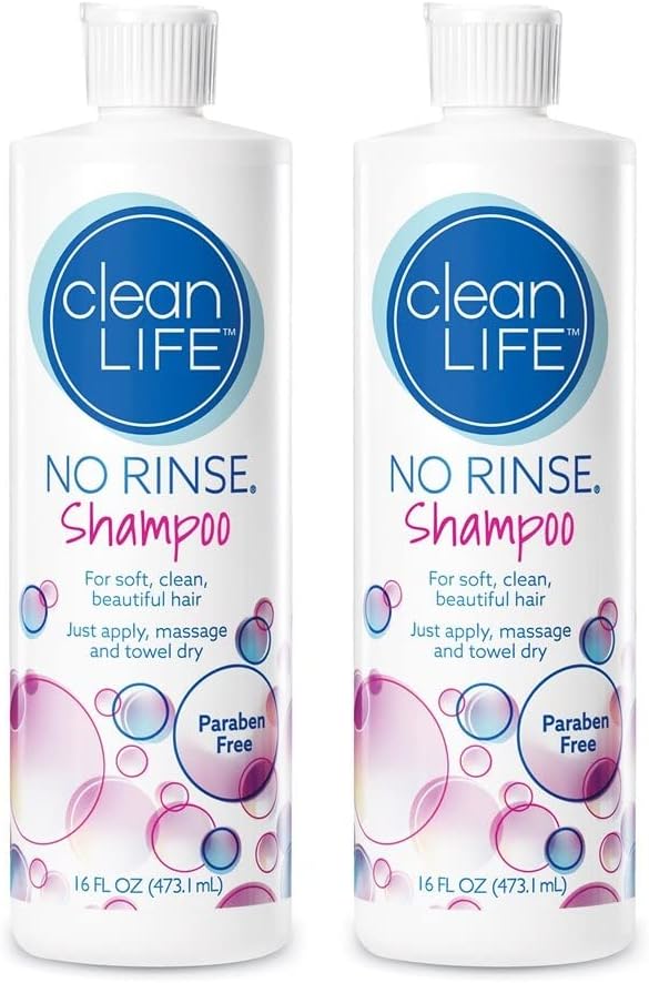CleanLife Products Shampoo, 16 fl oz - Waterless, Quick Foaming Liquid Formula for Surgery Recovery, Elderly Care & Camping - Leaves Hair Fresh, Clean & Odor-Free - Made in USA (Pack of 2)