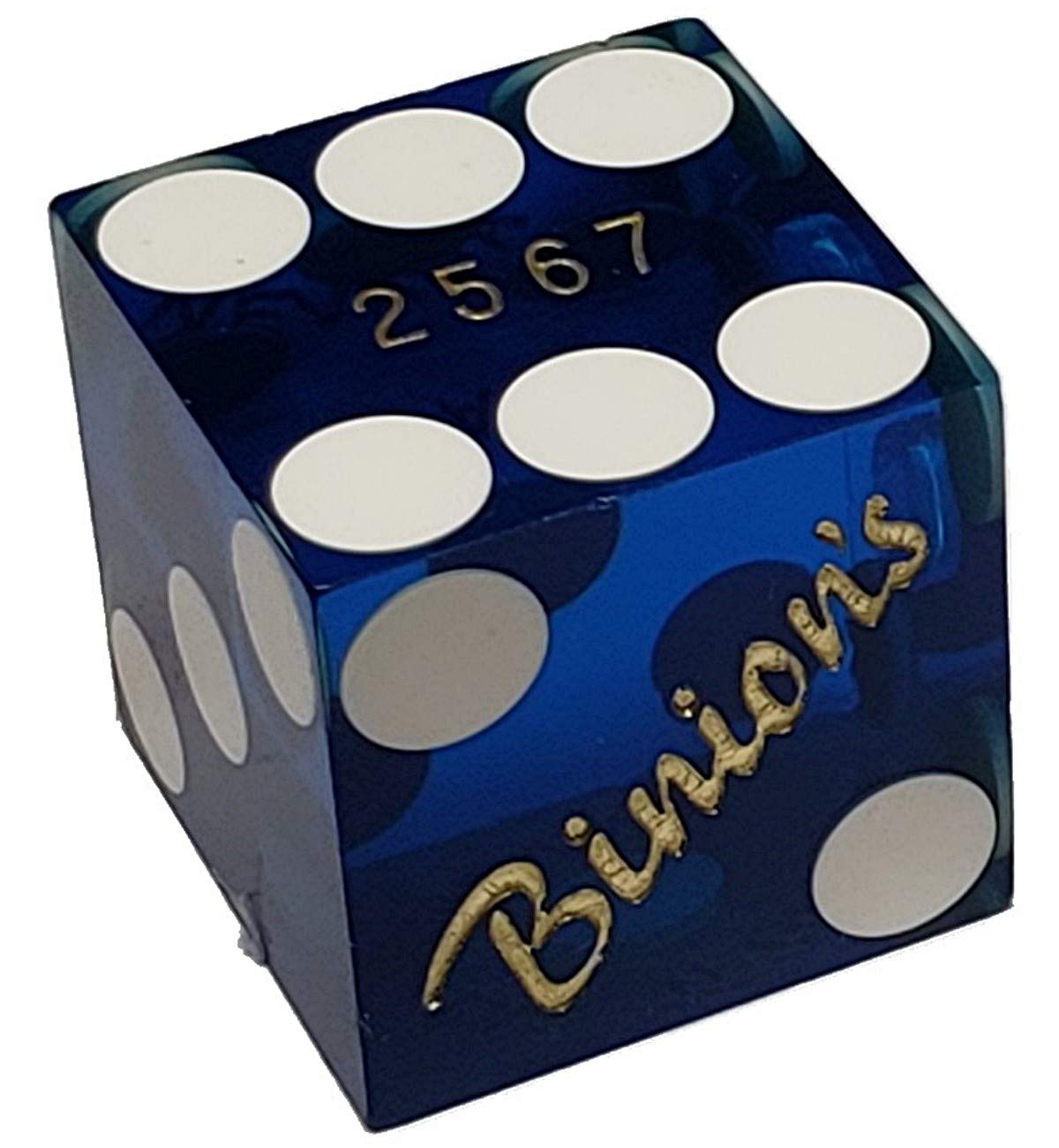 Binion's Las Vegas Casino Table-Played 19mm Matching Serial Numbers Craps Dice Blue Polished with Pouch (Set of 2 Dice (Dice Pair))