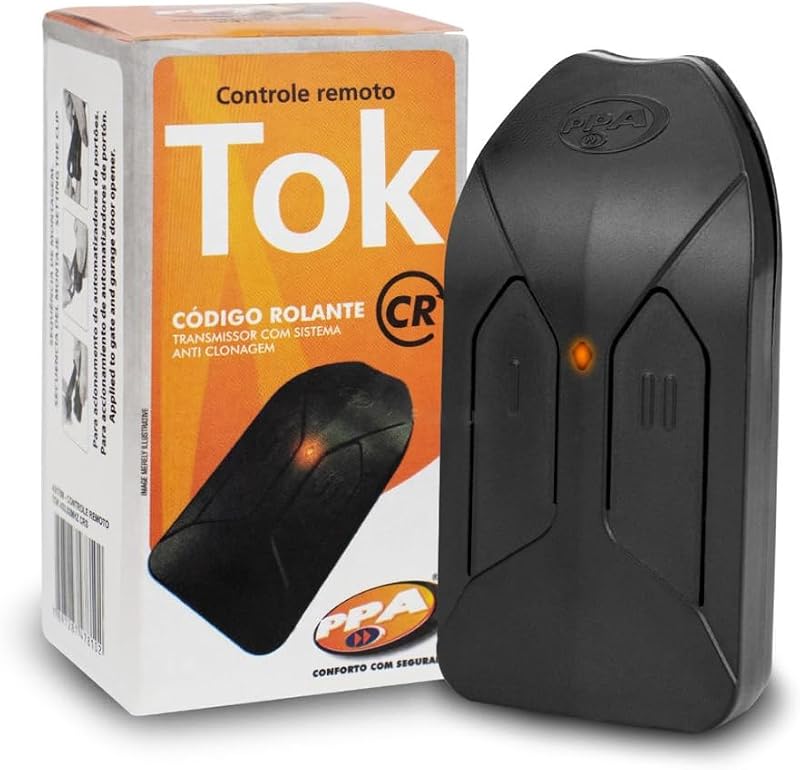 Controle Remoto PPA TOK 433,92MHz Código Rolante Portão e Alarme
