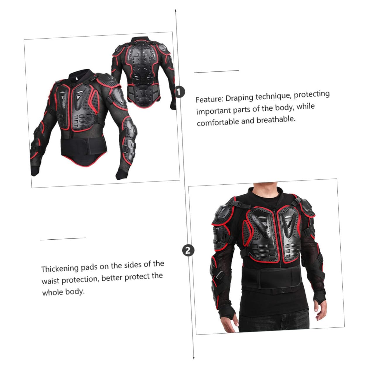 OUNONA Gilet de Protection Moto Antichute Noir, Protection Intégrale