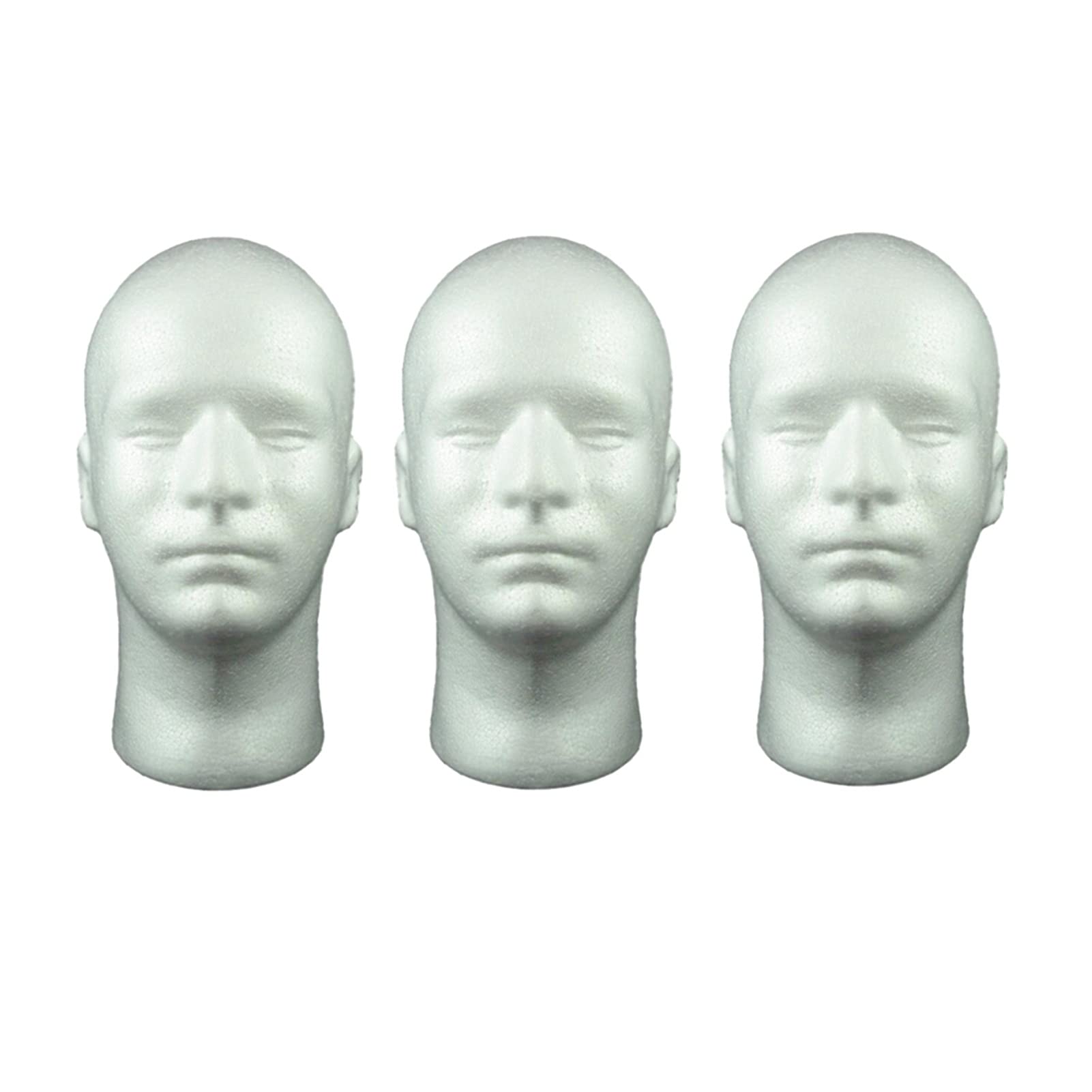 3 sztuk 20 '' Męski Model Model Model Model Model Peruka, White 12 inch Talldressing Model Training