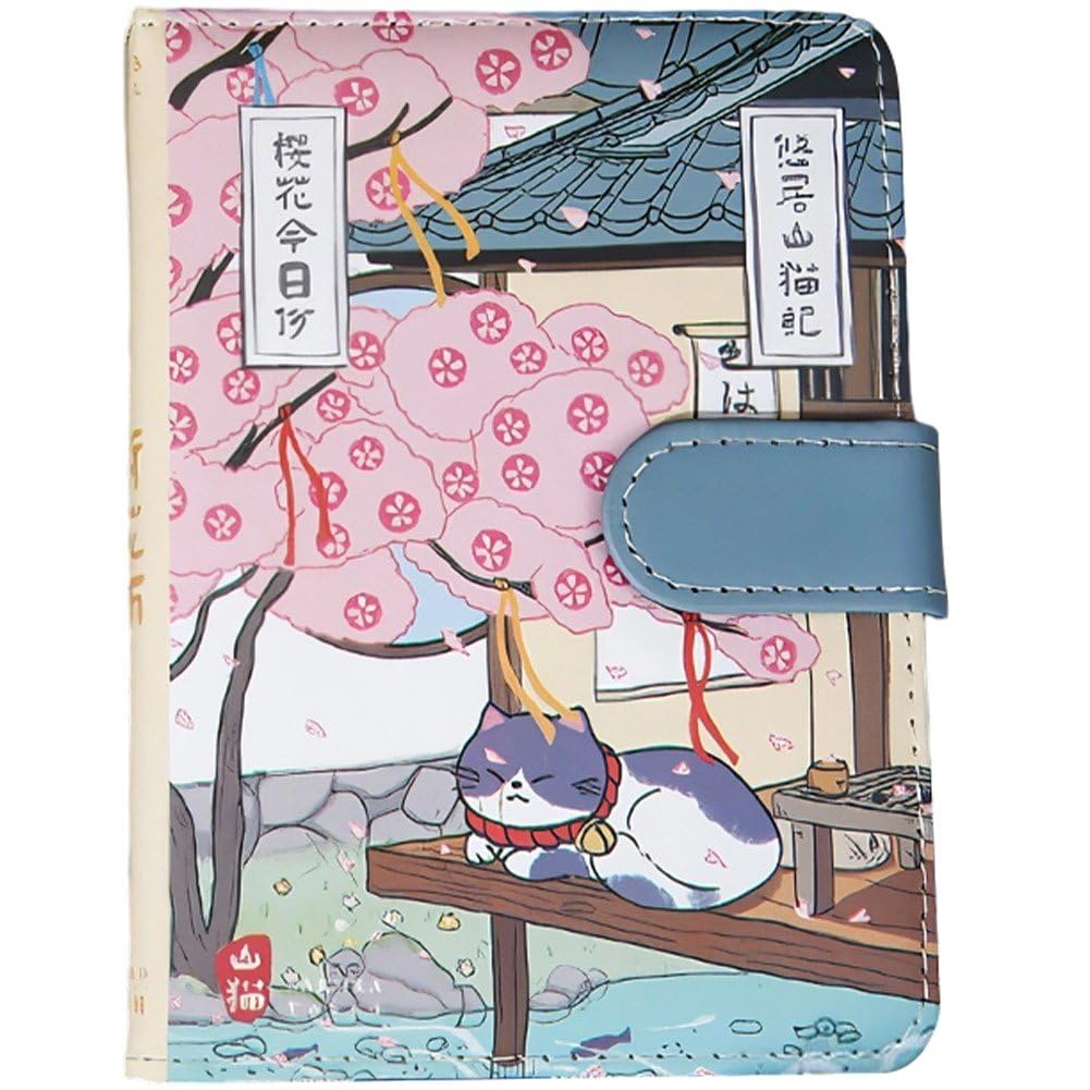 Keuyeo Kawaii Cartoon Cat Pu Magnetic Buckle Notebook A6 Paper Japanese Art Style Cat Ledger Diary Agenda Planner Notepads Stationery
